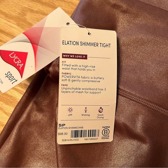 NWT Athleta Elation Shimmer High Rise Metallic Leggings Small Petite - Picture 5 of 9